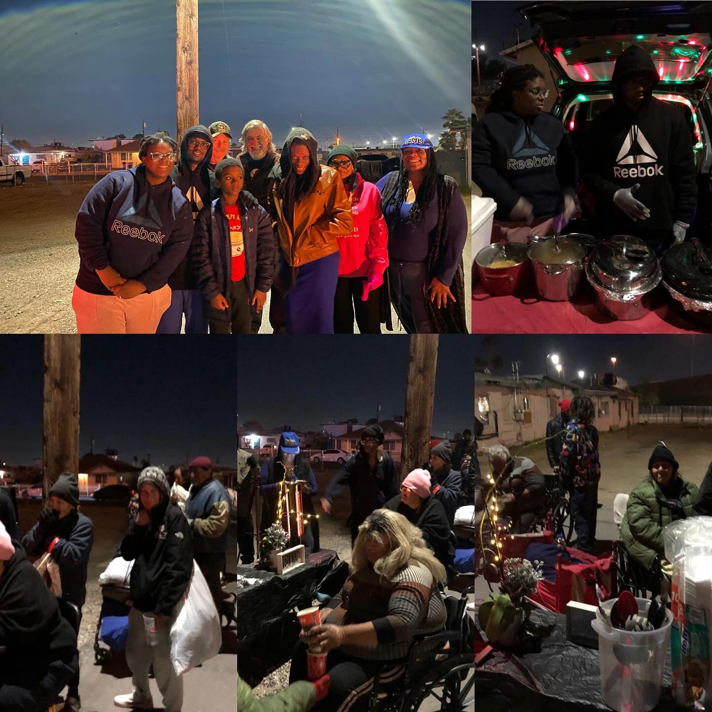 a group of people standing in front of a street food stall