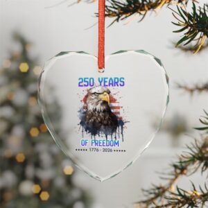 Heart-Shaped Crystal Glass Ornament - 250 Years of Freedom
