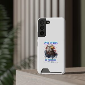Patriotic Galaxy Phone Case with Card Holder - Freedom Eagle Design