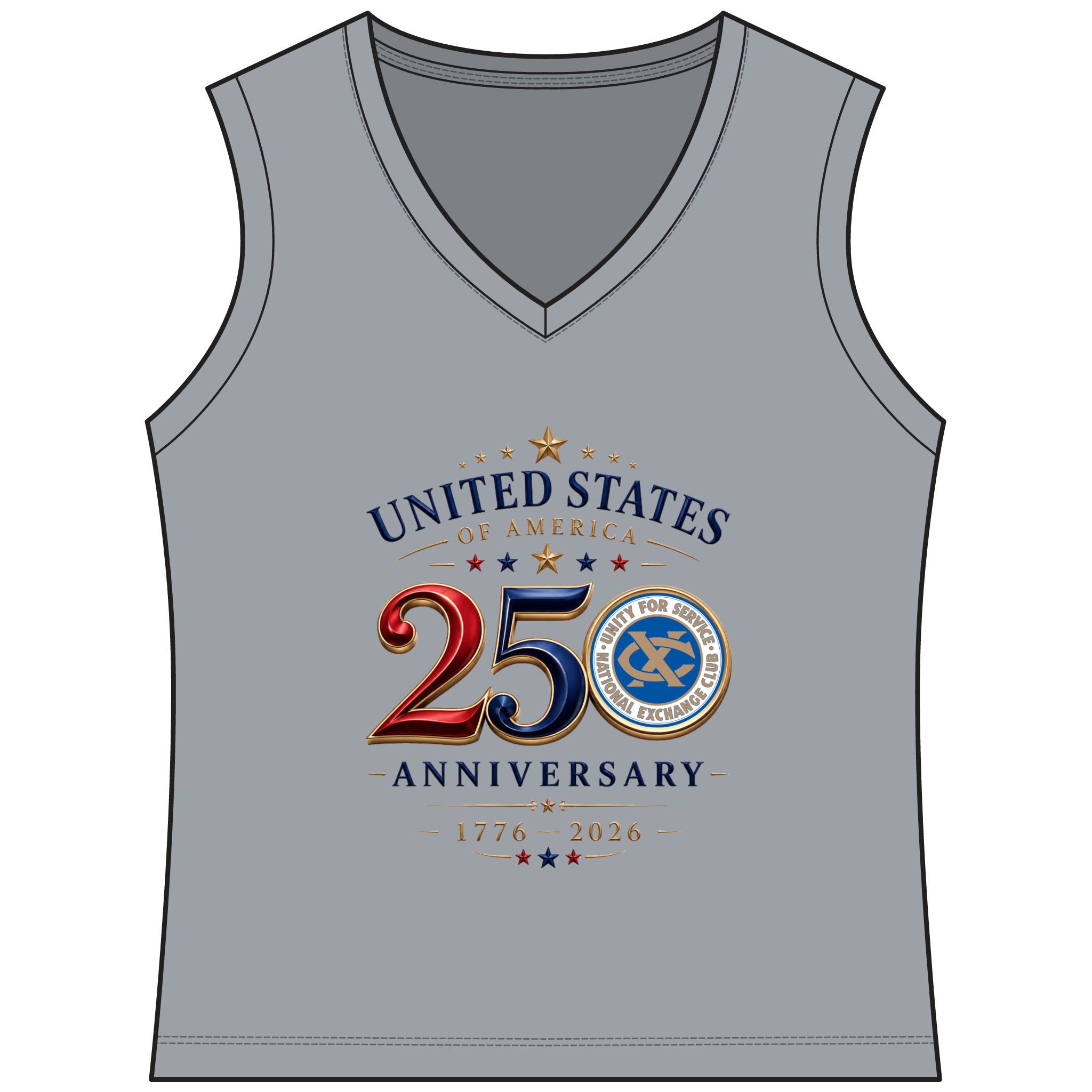 250th Anniversary USA Women V-Neck Tank Top — United States 1776–2026 Celebration - Las Vegas