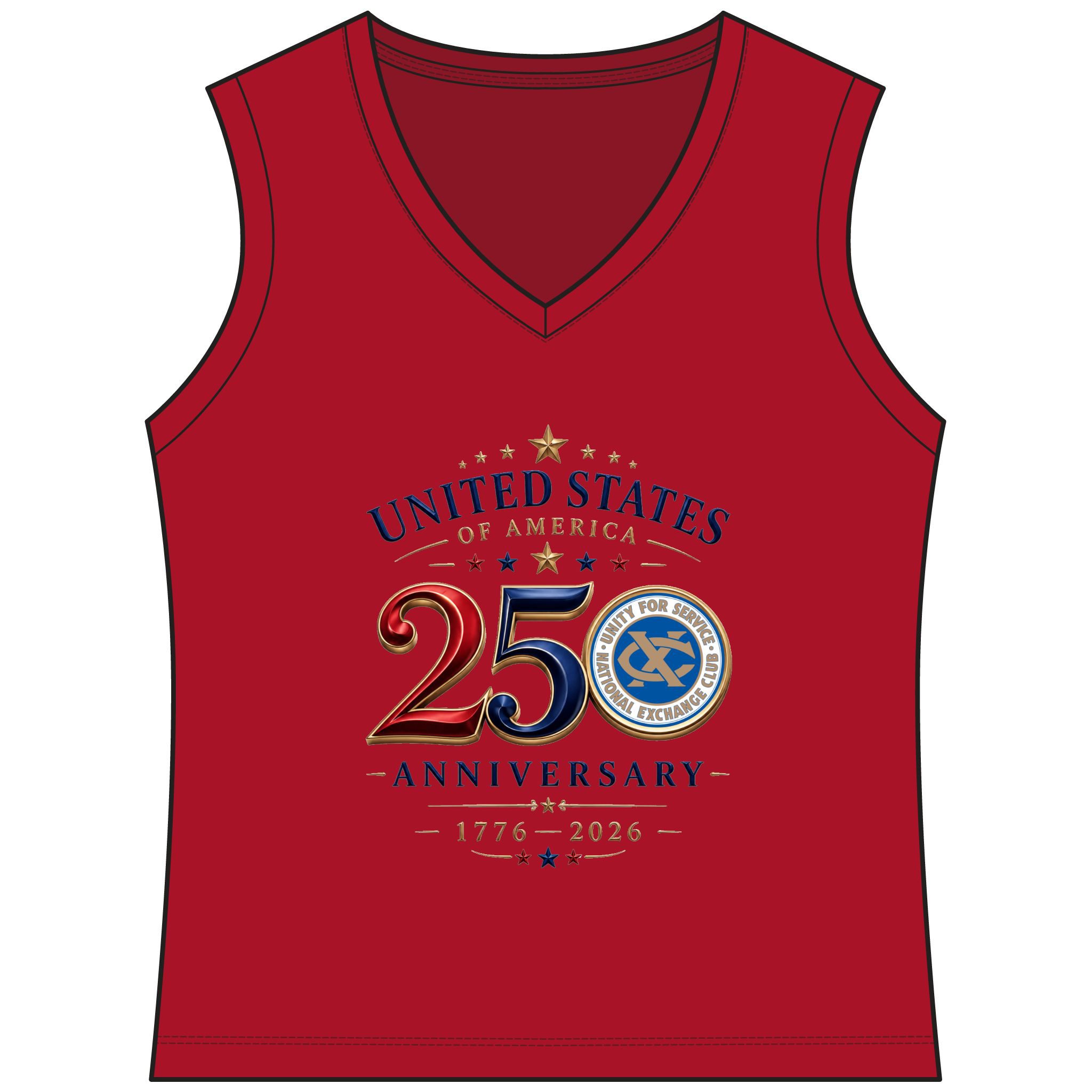 250th Anniversary USA Women V-Neck Tank Top — United States 1776–2026 Celebration - Las Vegas - Image 3
