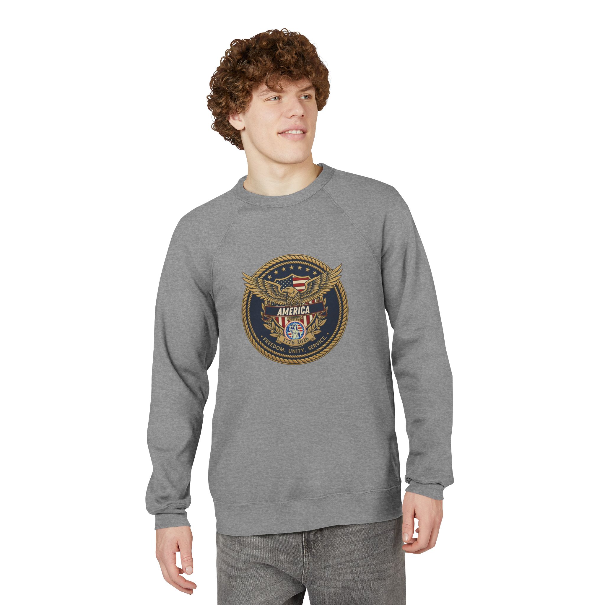 Patriotic Eagle Emblem Sweatshirt — 'America' Vintage Military Crest Crewneck - Image 2
