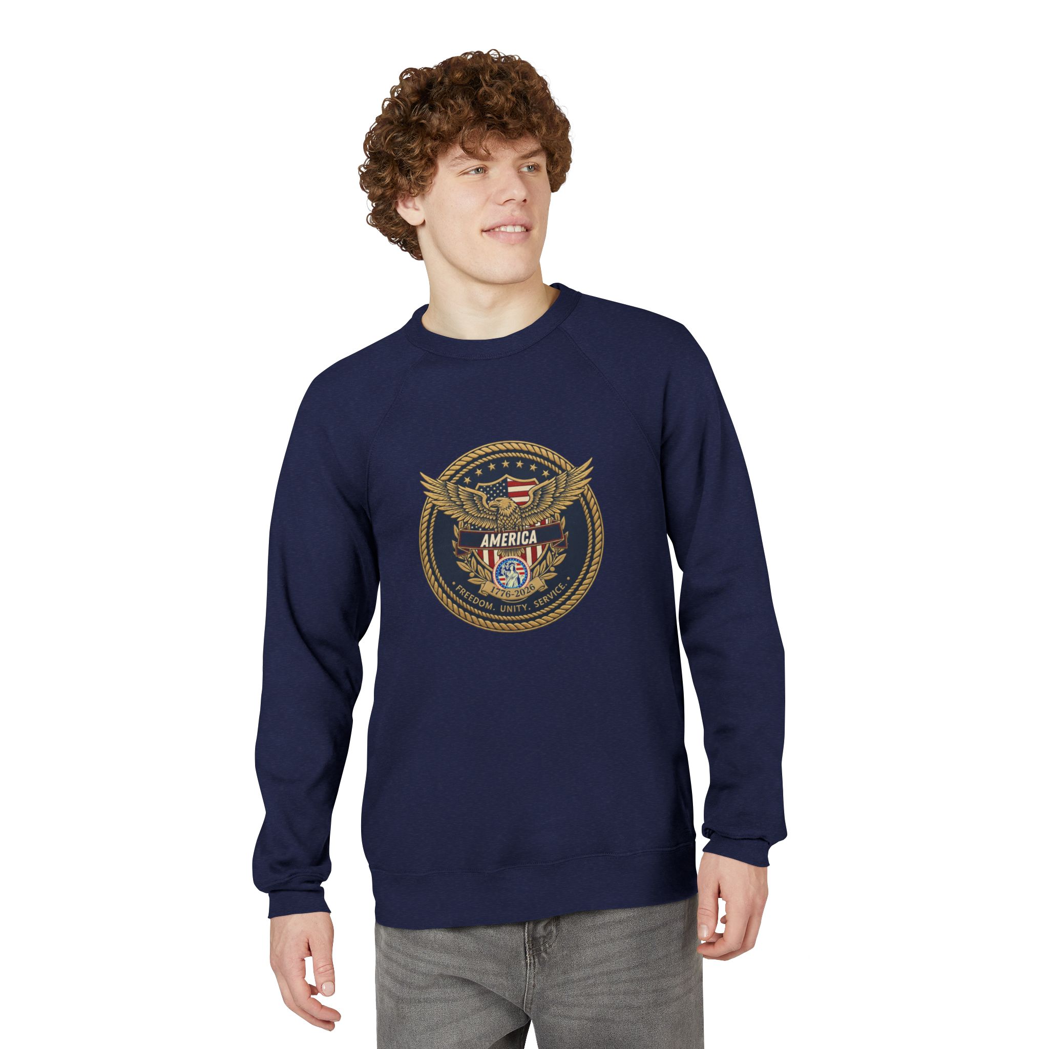 Patriotic Eagle Emblem Sweatshirt — 'America' Vintage Military Crest Crewneck - Image 8